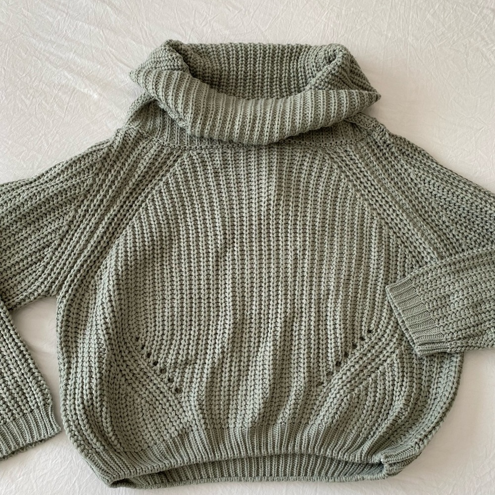 Safe green cowl neck sweater